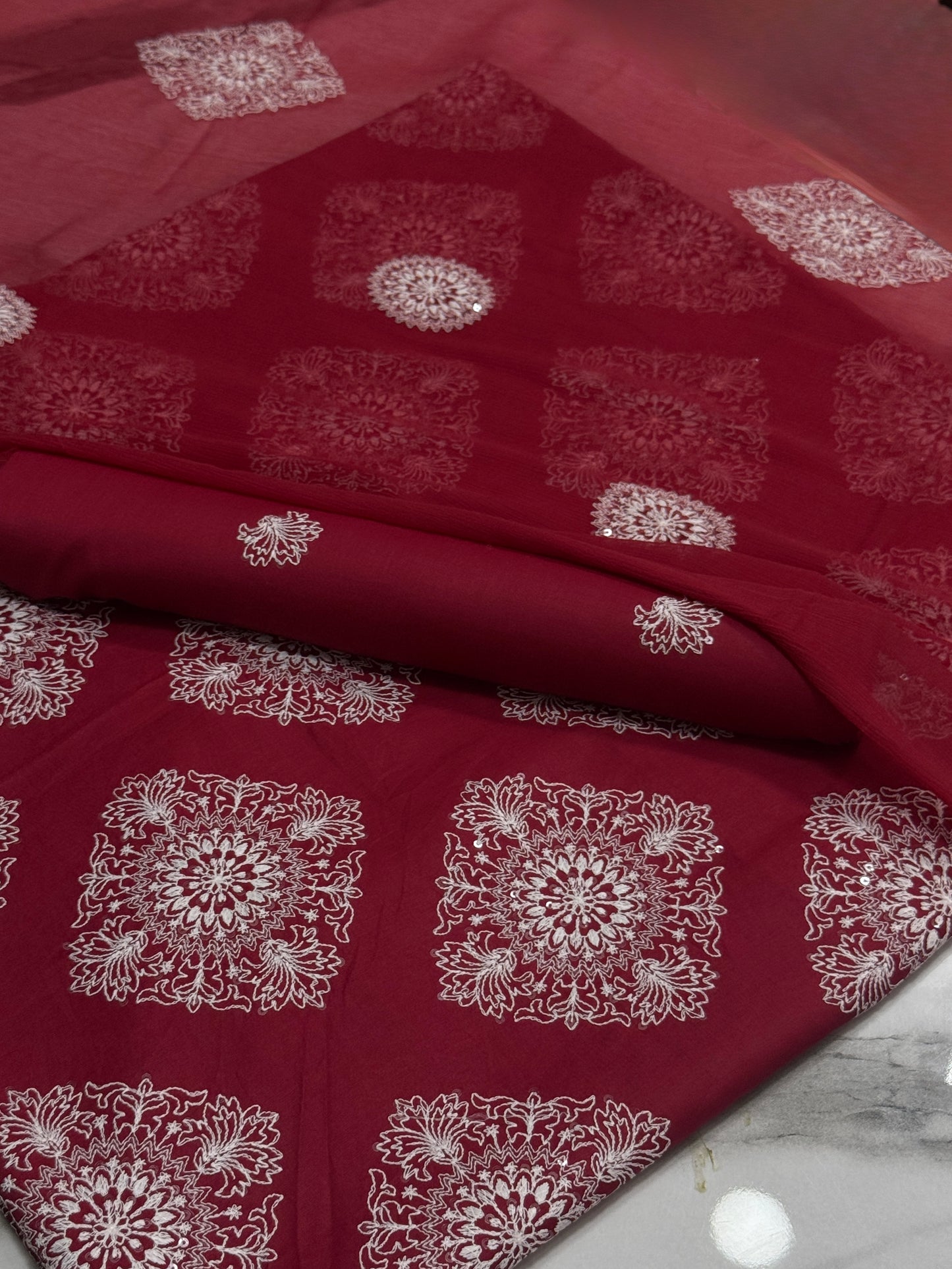 3Pcs Lawn Embroidery