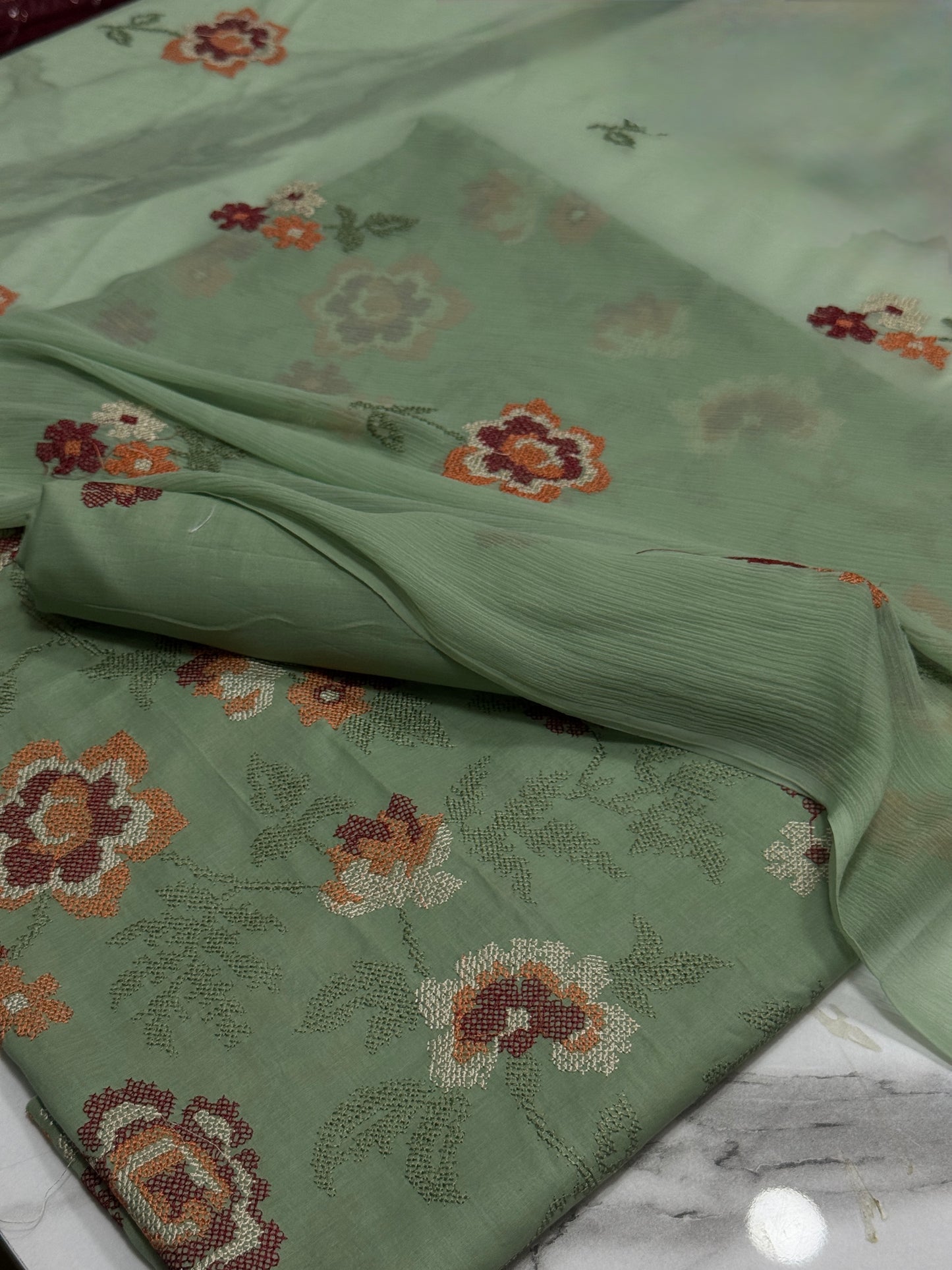 3Pcs Lawn Embroidery
