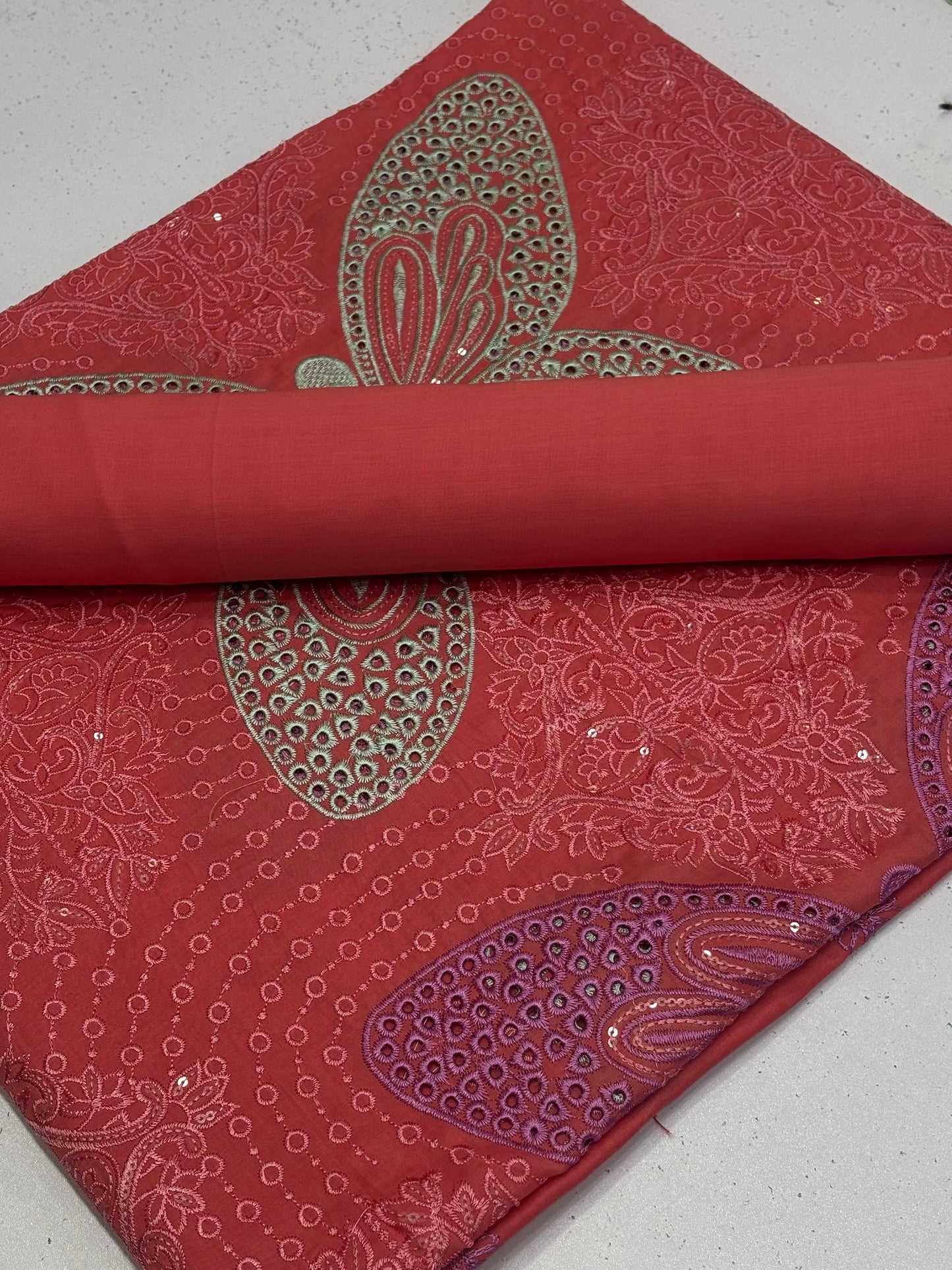 2pcs Lawn Embroidery
