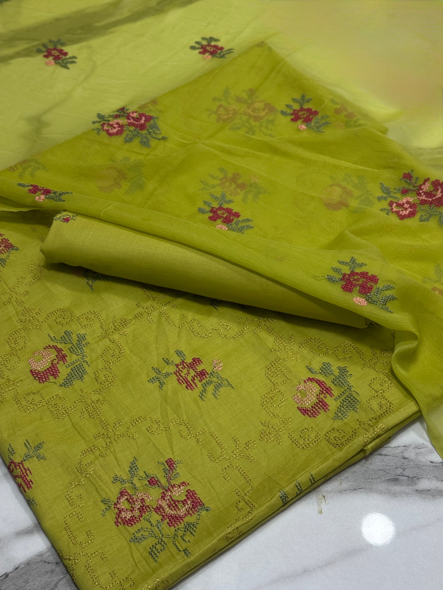 3Pcs Lawn Embroidery