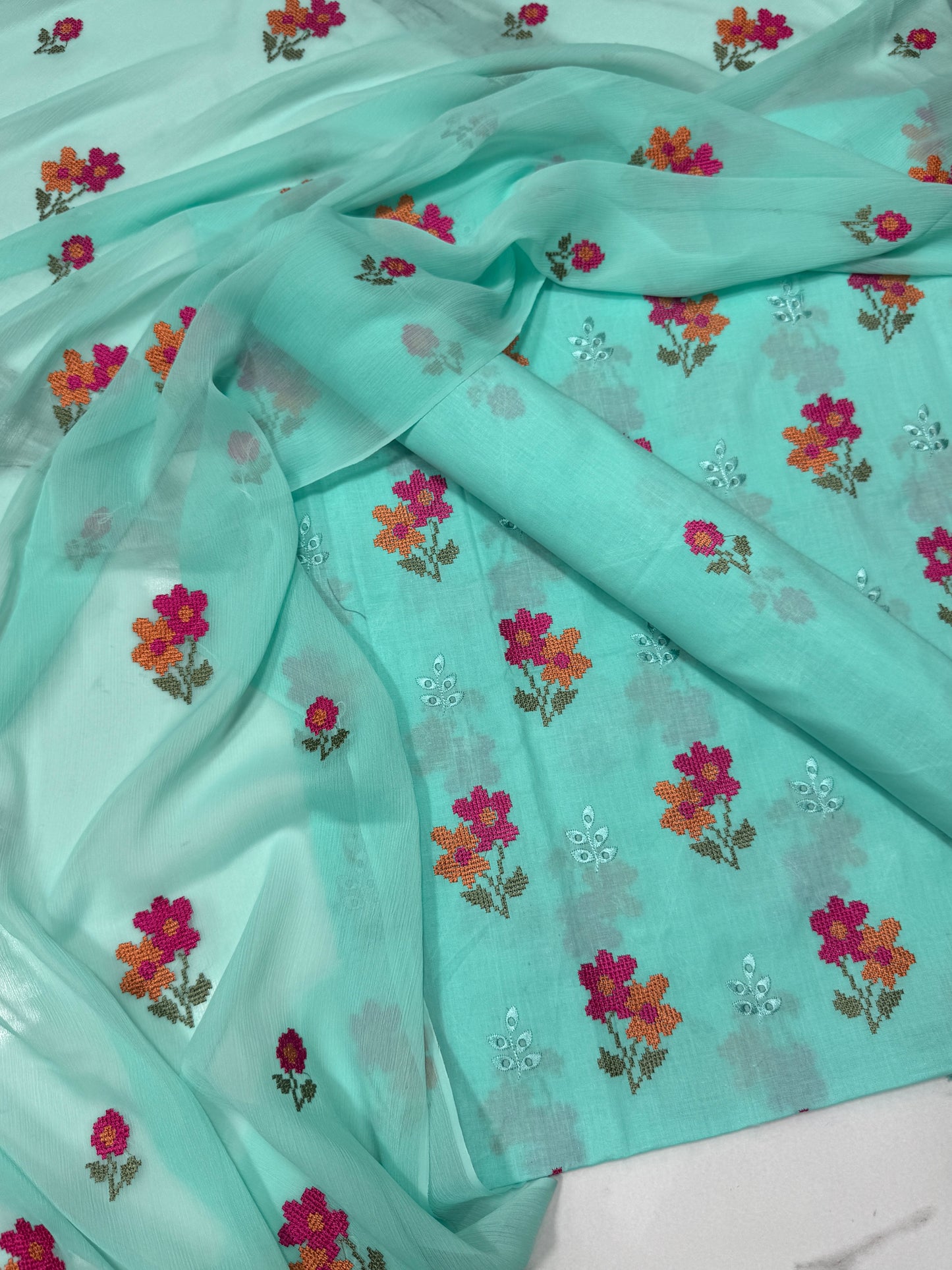 3Pcs Lawn Embroidery