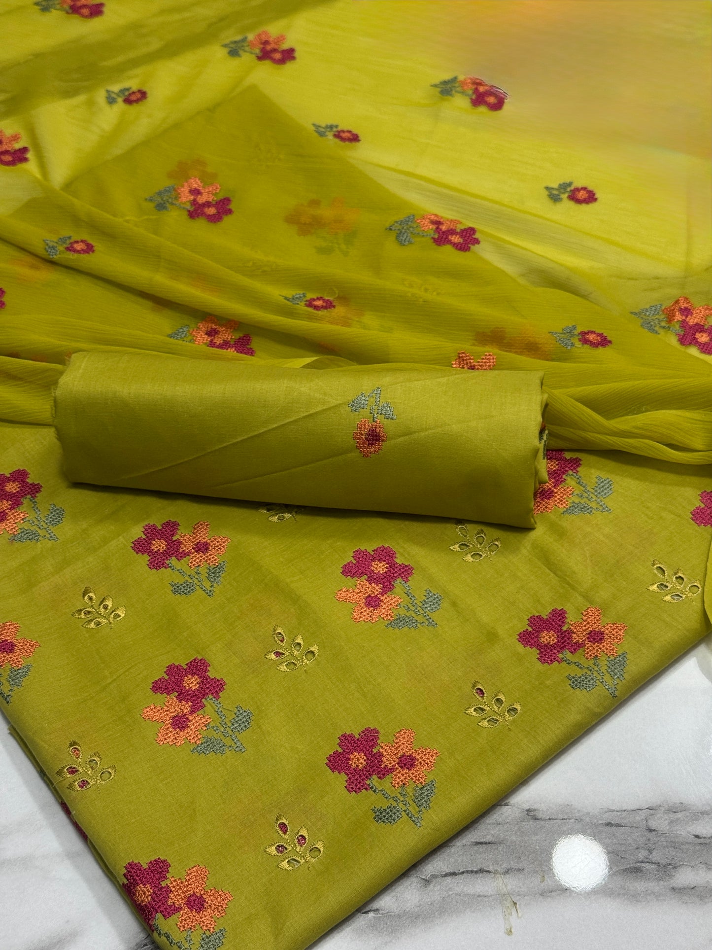 3Pcs Lawn Embroidery