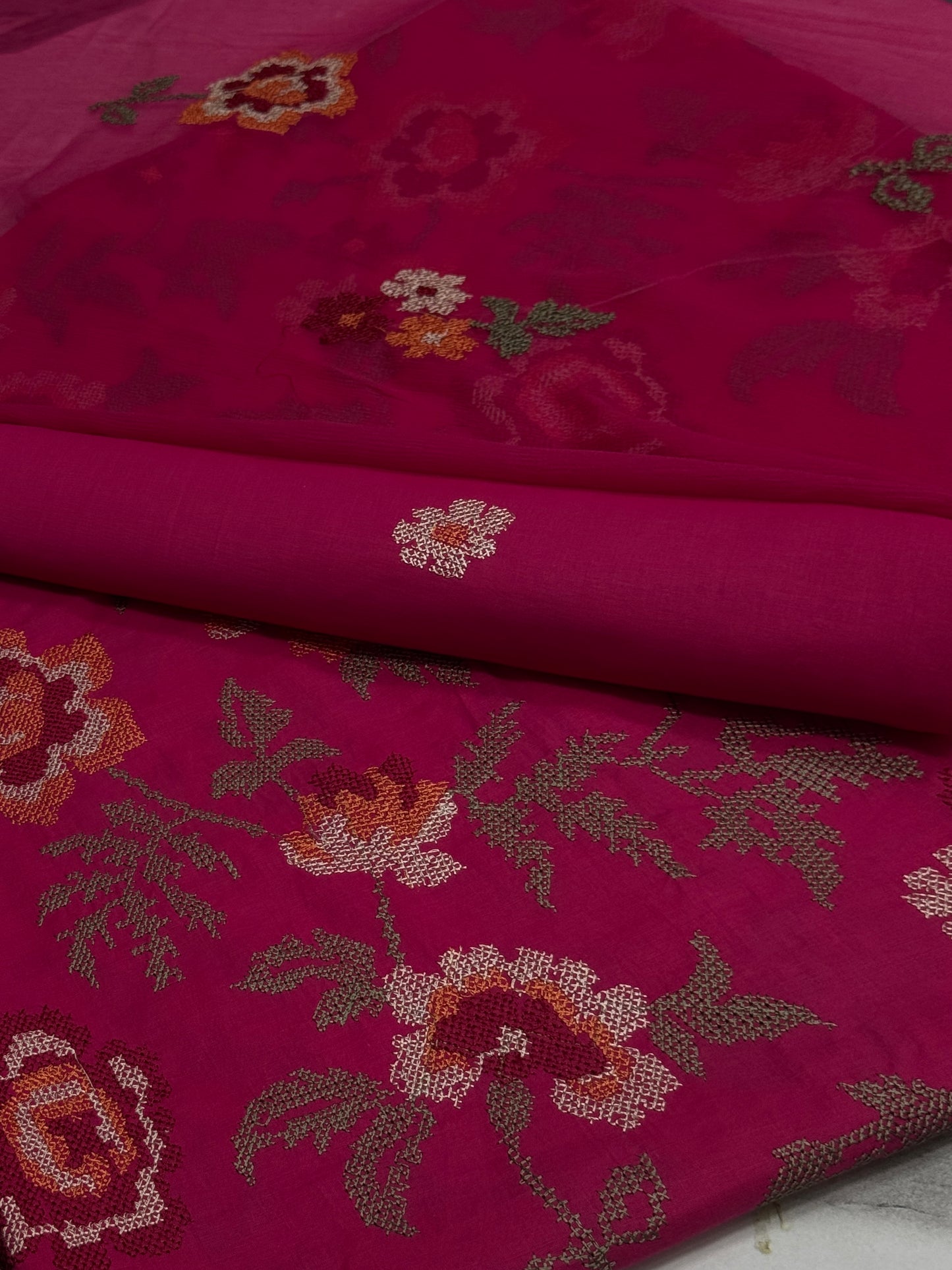3Pcs Lawn Embroidery